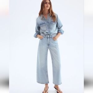 H&M Baggy Wide Low Loose Fit Jeans - Light Blue Denim - Y2K Loose Fit - Size 10